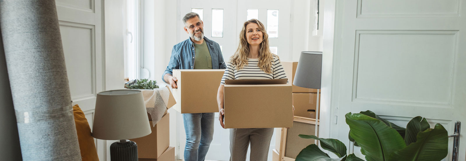 A couple moving into their new home